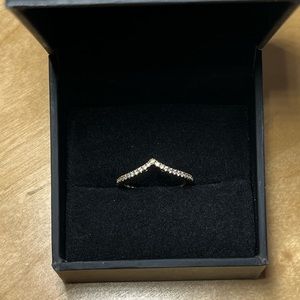 Pandora Sparkling Wishbone Ring Rose Gold